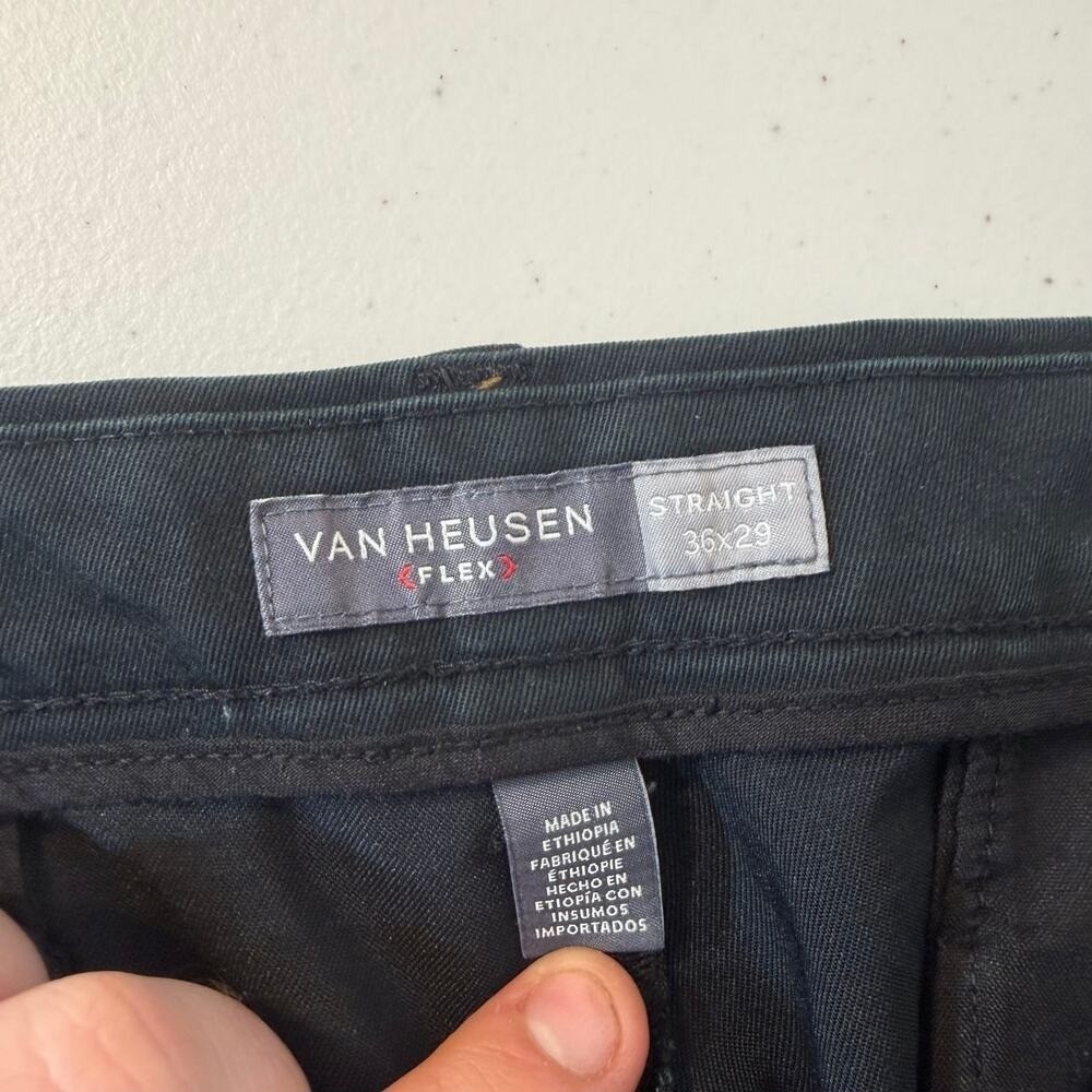 Van Heusen Flex Straight Black Chino Pants Mens 36x29 Stretch Dress Casual - Picture 7 of 9